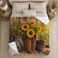 thumbnail image 5 of Country Cabin Cowboy Boots Sunflowers Rustic Western, Cozy Friendship Quote Scene, Warm Flannel Blanket for Living Room and Reading Nook, Art Lovers Friendship Gift, Artistic Home Decor, 5 of 9