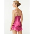 thumbnail image 3 of Joyspun Women’s Bow Trim Satin Cami Sleep Set, Sizes S to 3X, 3 of 5