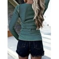 thumbnail image 4 of FreshPretty Women Long Sleeve Shirts Fall Tops V Neck Button Up Slim Fit Ribbed Knit Solid Color Casual Shirts, 4 of 6