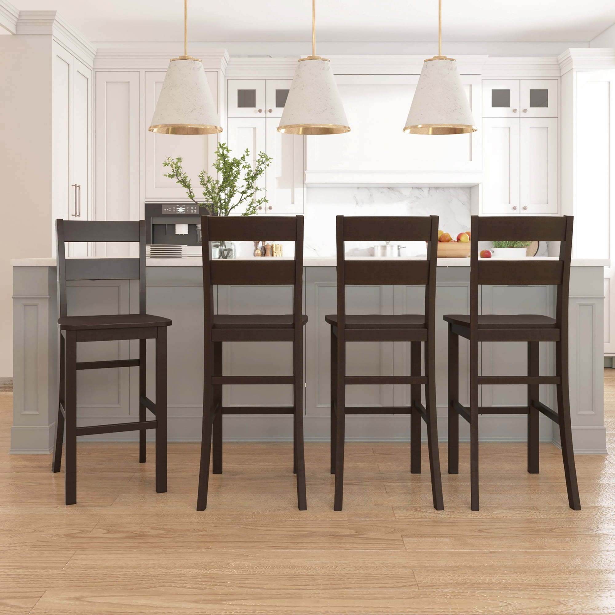 Mainstays Eastwood Full Back Adjustable Height Barstool with Leg Extensions, 2 Pack, Brown