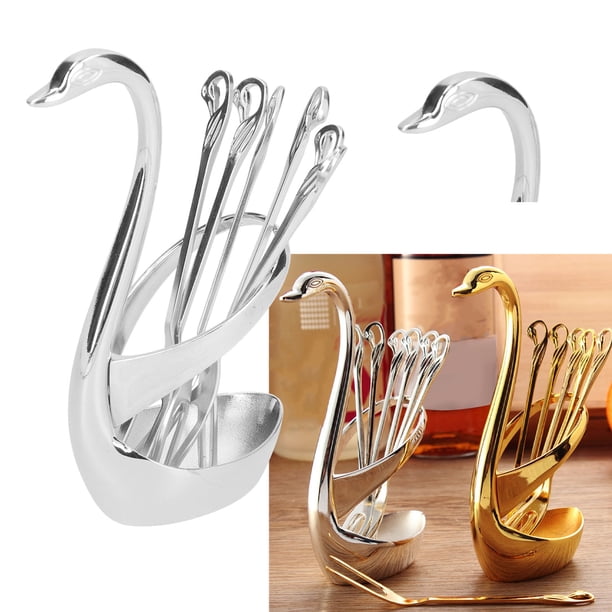 Vajilla De Frutas Mini aleación De Zinc, Tenedores De Degustación De Postres De Frutas, Cuchara Con Base De Cisne Para Cocina Casera