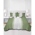 thumbnail image 2 of Quilts Twin-XL Size Bedding Set, Dark Green Striped Lightweight Quilted Comforter, Green White Ombre Farmhouse Gradient Soft Reversible Bedspread Coverlet with Pillow Covers for All Season, 68" x 98", 2 of 7