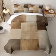 thumbnail image 2 of Homewish Vintage Checkered Quilt King,Aesthetic Geometric King Coverlet Set,Brown,3 Pieces, 2 of 7