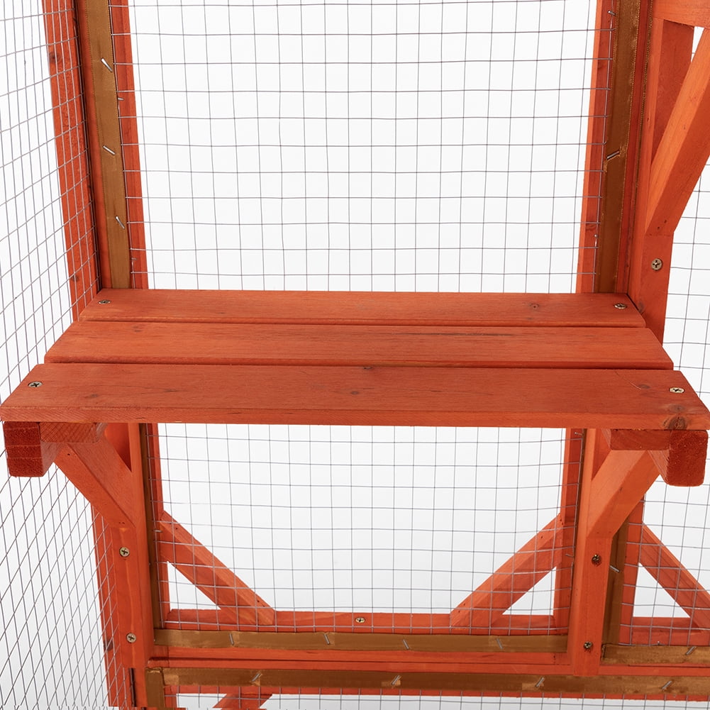 Kadyn Outdoor Cat Cage with Water-proof Asphalt Planks and Cat Perches, Wooden Cat House, Orange Kadyn Outdoor Cat Cage with Water-proof Asphalt Planks and Cat Perches, Wooden Cat House, Orange