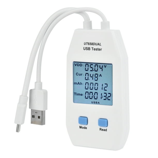 Probador USB LCD UNi T Detector Voltímetro Amperímetro Medidor de capacidad de potencia digital (UT658 Dual)