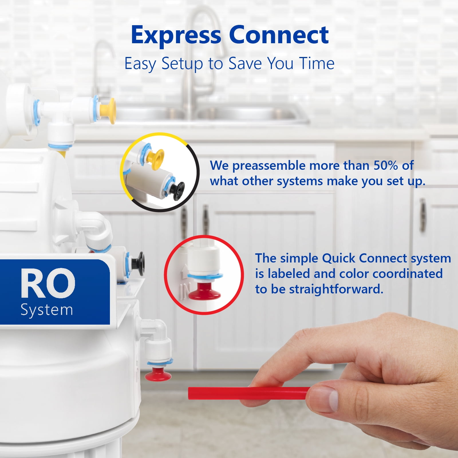 Express Water Deionization Reverse Osmosis Water Filtration System - 6 Stage RO DI Water Filter with Modern Brushed Nickel Faucet and Tank - Distilled Pure - Under Sink Home Water Softener - 100 GPD