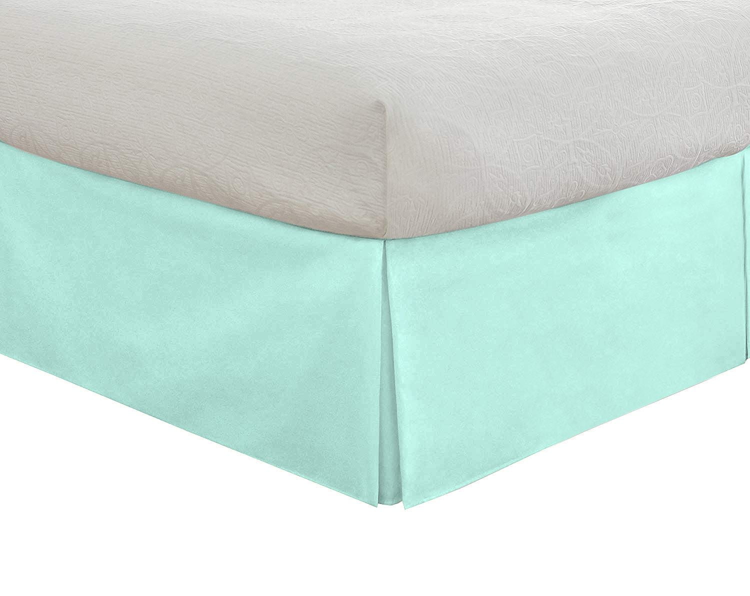 D.N.G. BEDDINGS 1 Piece Split Corner Tailored Bed Skirt, 10 Inch Deep Pocket, 800 Thread Cotton 100% Egyptian Cotton, Twin XL Size (39" x 80") Inch, Solid Aqua Blue