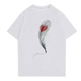 thumbnail image 2 of NAMTYQX Shirts for Women Cute Scoop Neck Gemustert Cool Printed Lightweight Plus Size Short Sleeve Loose Fit Cute Tops for Teen Girls Red Size M, 2 of 4