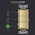 thumbnail image 3 of ENERLITES Triple Paddle Rocker Decorator Switch, Clamp-Type Back Insert, Copper Wires Only, Single Pole, Residential/Commercial Grade,UL Listed, 62755-GD, Gold, 3 of 5