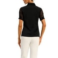 thumbnail image 3 of INSPIRE CHIC Button Down Shirt for Women's Sheer Short Sleeve Point Collar Work Tops M Black, 3 of 6