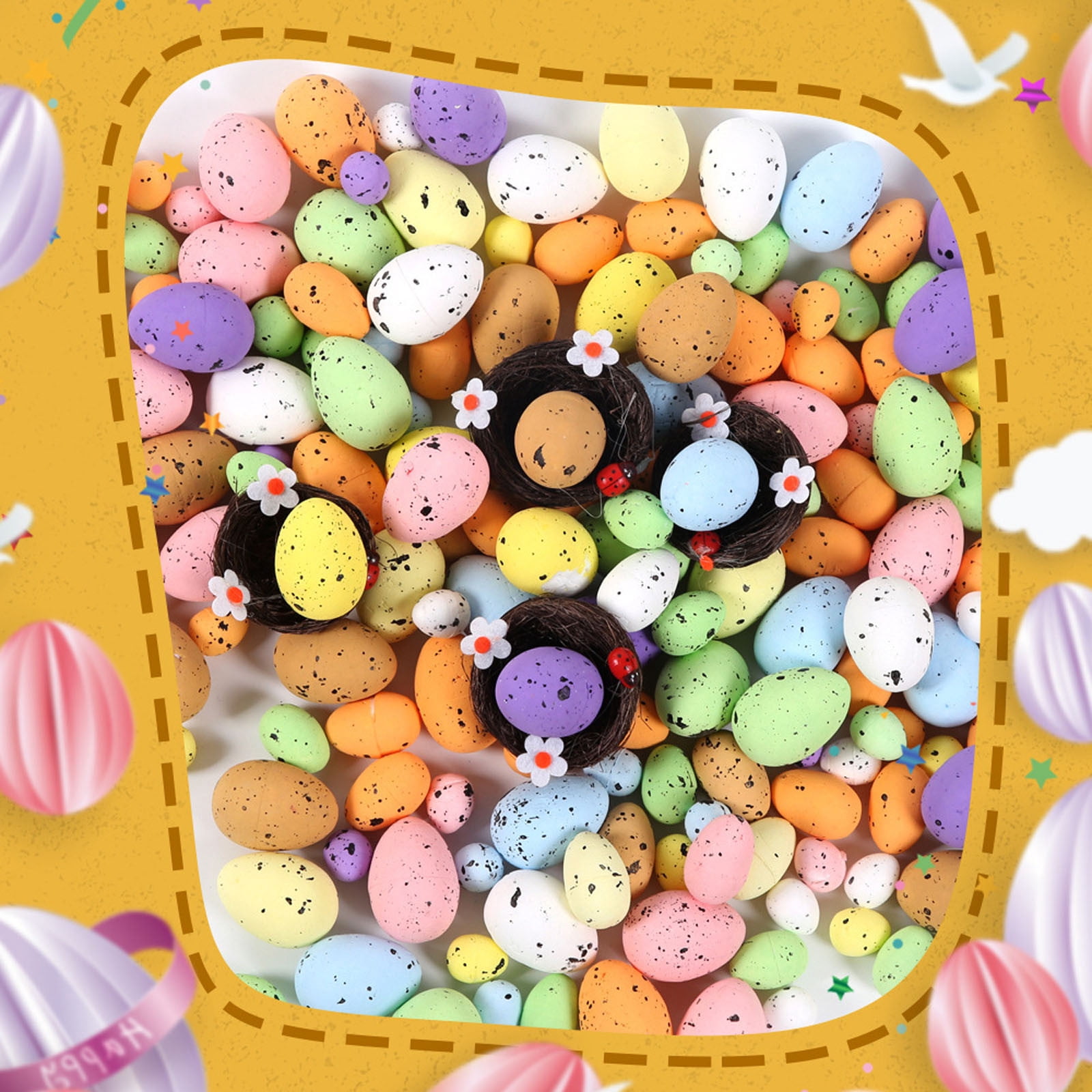 0.71" Easter Eggs - Foam Easter Eggs (100 Pcs/Pack),Fillable Empty Eggs Bulks,Easter Basket Stuffers,School Classroom Prizes,Easter Egg Hunting Party Favors 1