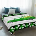 thumbnail image 4 of St. Patrick's Day Blanket Soft Cozy Warm Throw Blanket for Couch, Plush Fuzzy Flannel Fleece Blankets for Sofa, Spring Lucky Grass Truck Gray Wood Plaid Bed Blankets Gifts for Men, 30"x40", 4 of 9