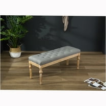 JERFIT Solid Wood Button Tufted Dining Bench Grey