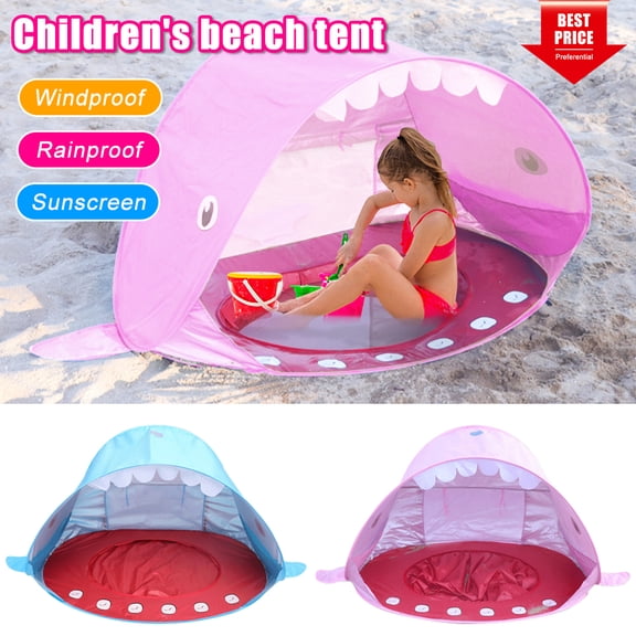 Amerteer Baby Beach Tent, Portable Pop Up Baby Tent, UPF 50 Summer Sun Shelters Shade, Sunscreen Beach Umbrella Baby Pool Instant Tent for Infant Kids Baby