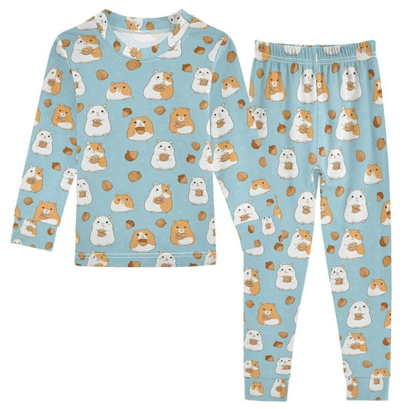 Boys Pajamas Girls Pajama Hamster Eating Nuts Cute Comfortable Cotton Two-piece Pajama Set