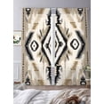thumbnail image 3 of Sheer Curtains 84 Inches Long, Boho Black Brown Light Filtering Window Curtains for Living Room, Southwestern Geometric Ethnic Retro Rod Pocket Voile Sheer Curtain Drapes, 52"W x 84"L, 2 Panels, 3 of 8