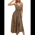 thumbnail image 3 of Vestido Bohemio Midi de Verano para Mujer, Informal, Floral, con Tirantes Finos, con Cordones, Fluido, para Playa Amarillo XL, 3 of 10