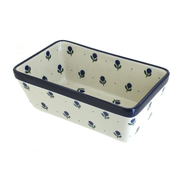 Blue Rose Polish Pottery Blueberry Loaf Baker