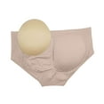 thumbnail image 6 of BLTIBY Women's Mid-Low Waisted Triangle Briefs Solid Color Fake Hip Lift Removable Hip Pads Body Shaping Elastic Panties Khaki M, 6 of 7