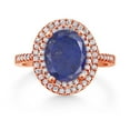 thumbnail image 2 of Gem Stone King 18K Rose Gold Plated Silver Ring Lapis Moissanite (2.43 Cttw), 2 of 3