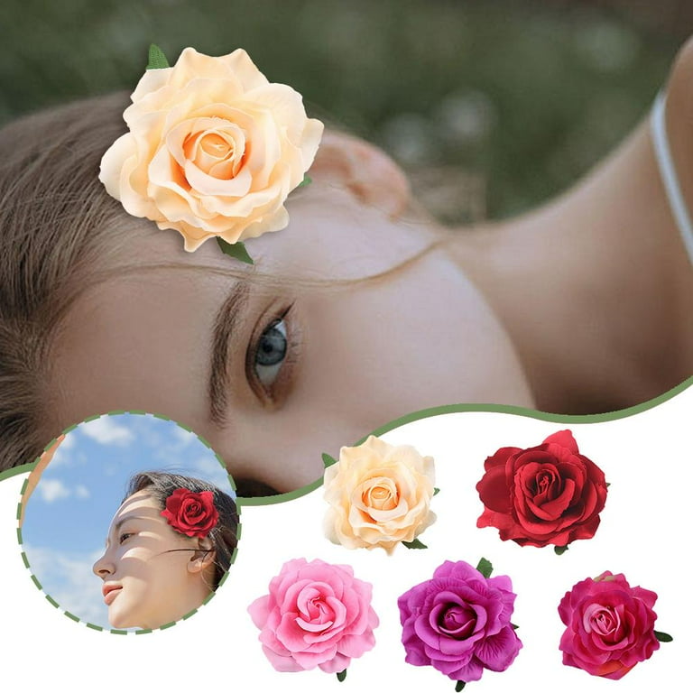 Rose Hair Clip Women s Vintage Elegent Rose Flower Hair Clip Mexican Hair Flowers Pin up Headpieces Bridesmaid Flower Hair Clips Bridal Hair Accessories for Woman Girl Wedding Party Mother s Day G0N4 ...