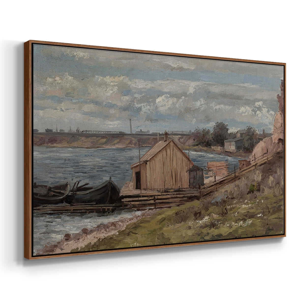Vintage Landscape-CCCLVII By Wexford Home Framed in Walnut Wood Gallery Wrapped Canvas 27 in. x 41 in.