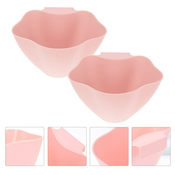 WRITWAA 2Pcs Cart Trash Can Pink PP Storage for Tattooing Supplies and Hairdressing Use