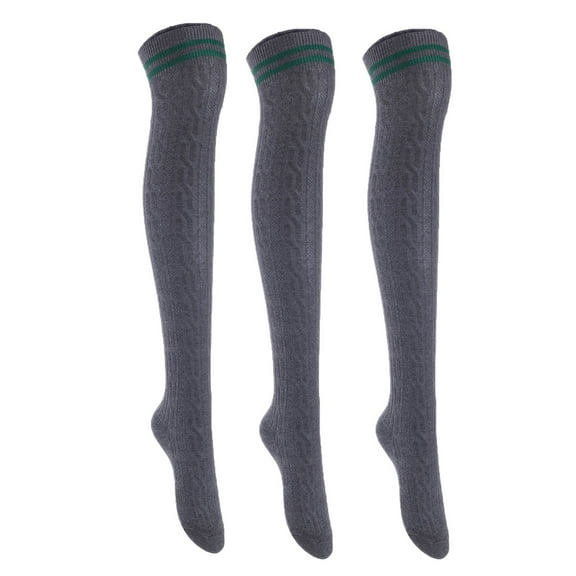 3 Pairs Awesome Women Thigh High Cotton Boot Socks. Durable Knee High Socks, Perfect As Winter & Spring Socks Size 6-9 Dark Grey T1023-3p1c2
