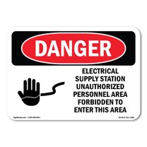 OSHA Danger Sign - Electrical Supply Station | Plastic Sign | Protect Your Business, Construction Site, Warehouse & Shop Area |  Made in The USA