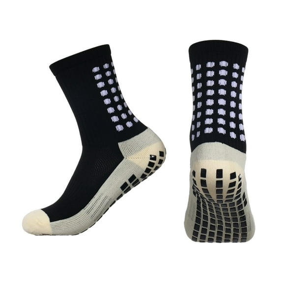 HUANLEDASH 2 Pairs Men Sport Socks Anti-slip Silicone Bottom Mid-tube Sweat Absorption Fine Knitting High Elasticity Daily Wear Football Basketball Calf Socks