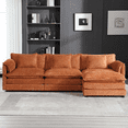 thumbnail image 2 of Williamspace 112.2" Modular Sectional Sofa Couch with Removable Ottoman, Upholstered Deep Seat Sofa Sleeper Couch with Pillows, Seat Cushions, for Living Room, Apartment, Orange, 2 of 5