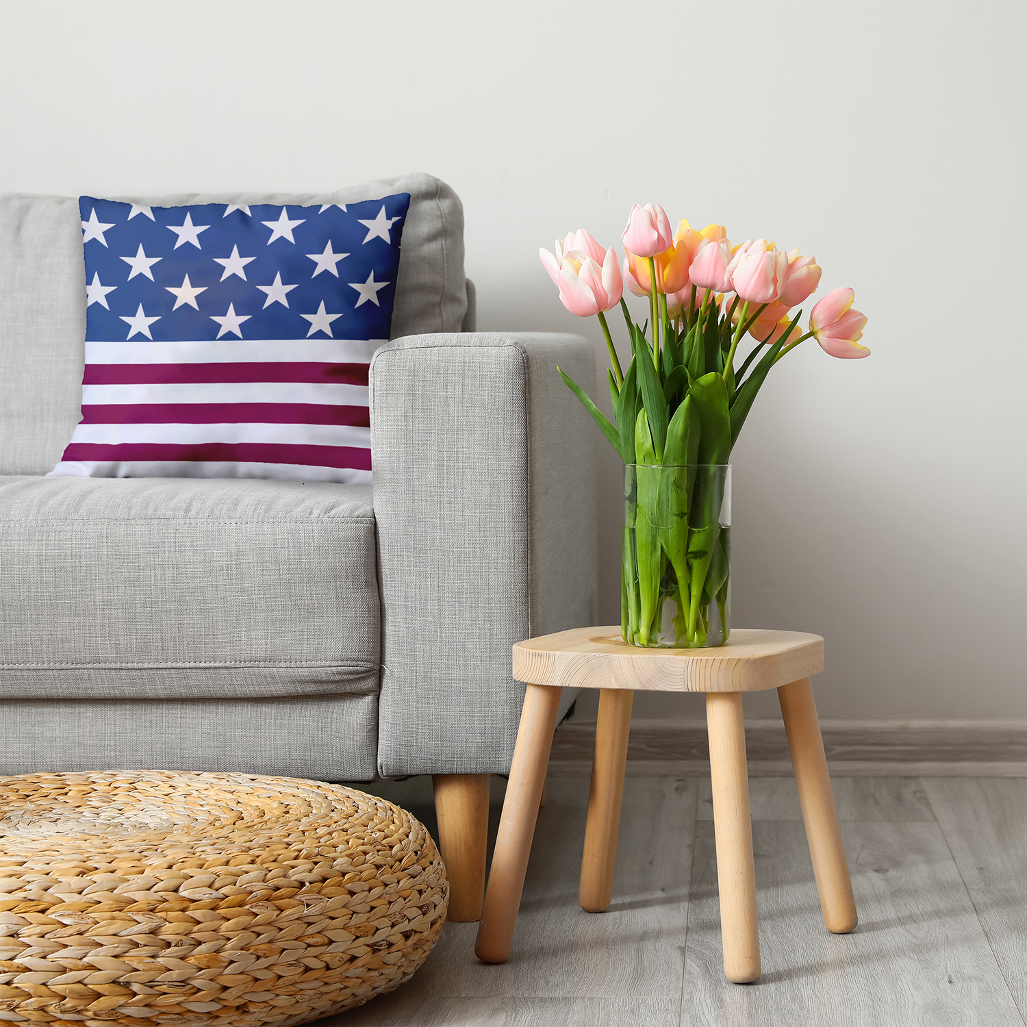 Simply Daisy 26" x 26" USA Flag Decorative Throw Pillow, Nautical Navy (1 count)