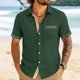 thumbnail image 4 of Camisas de Verano Casuales de los Hombres Impresas Camisa de Manga Corta Parchada para Hombres, Contraste Cuello Botón Arriba con Bolsillo de Pecho, 4 of 5