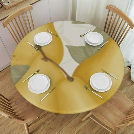 

Cover Elastic Tablecloth Color Fruit Art Yellow Botanical Shadow Suitable for Dining Table and Card Table Cclose Fitting