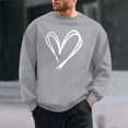 thumbnail image 2 of Stamzod Men's Crewneck Sweatshirt Lover Heart Printed Long Sleeve Tops Casual Valentines Sweatshirts for Men Gray B XL, 2 of 6