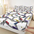 thumbnail image 5 of Erosebridal Construction Site Queen Sheets, Excavator Queen Sheet Sets, White Road Map 4pcs (1 Flat Sheet, 1 Fitted Sheet and 2 Pillowcases), 5 of 6