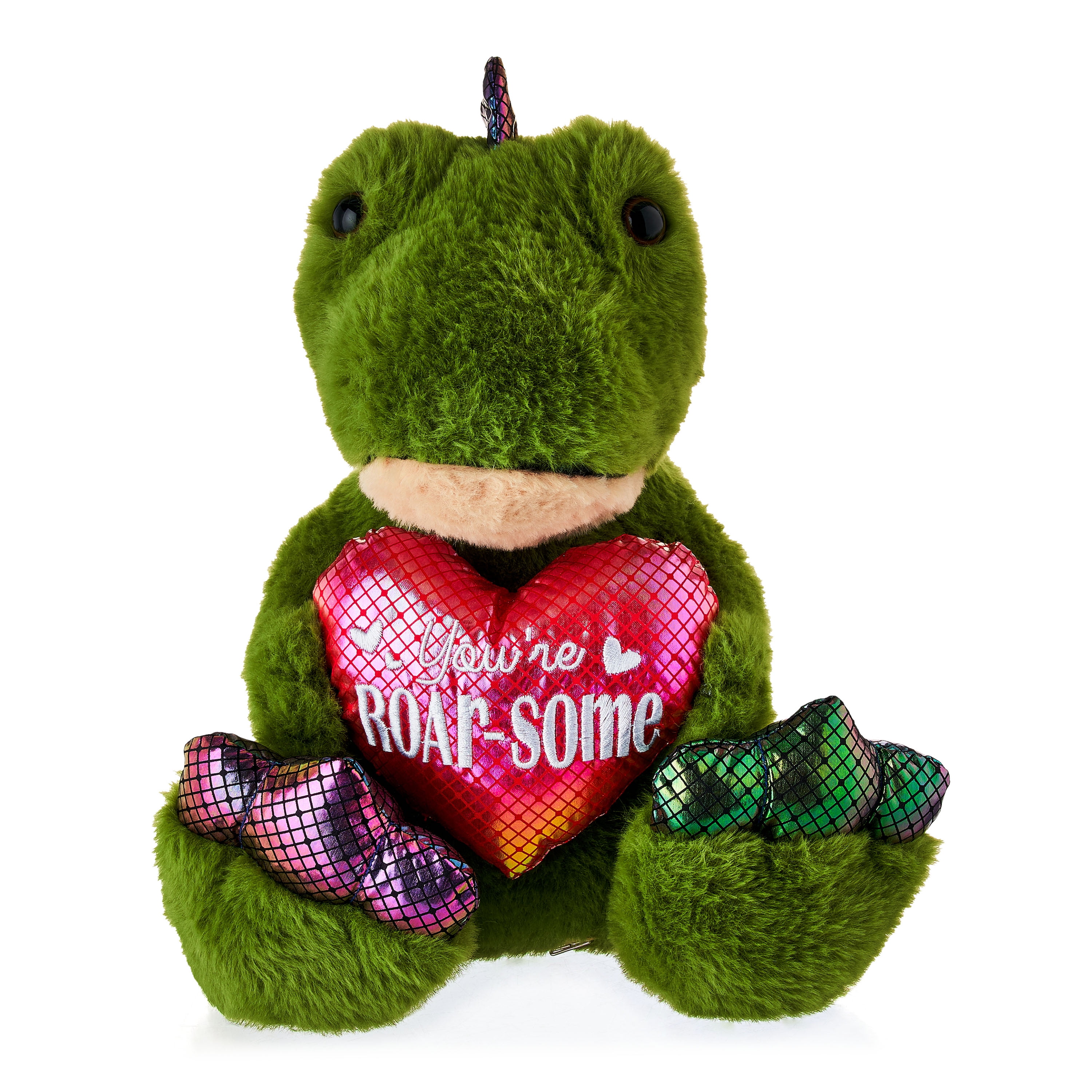 Way to Celebrate! Valentine’s Day 9.5in Big Foot Dinosaur Plush Toy, Green