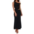 thumbnail image 2 of Conjunto de 2 Piezas de Falda para Mujer, Conjunto de Verano, Sin Mangas, Asimétrico, de , Top Corto, Faldas Largas. Negro L, 2 of 10