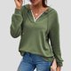 thumbnail image 4 of Suéter informal liso de manga larga para el trabajo, talla M Sudadera con cuello en V verde con detalle de encaje, 4 of 6