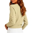 thumbnail image 6 of Dwellite Women Sweaters Knitted Cropped Crewneck Basic Trendy Fall Tops Cropped Sweater Winter Long Sleeve Dressy Top 2026 Yellow XL, 6 of 6