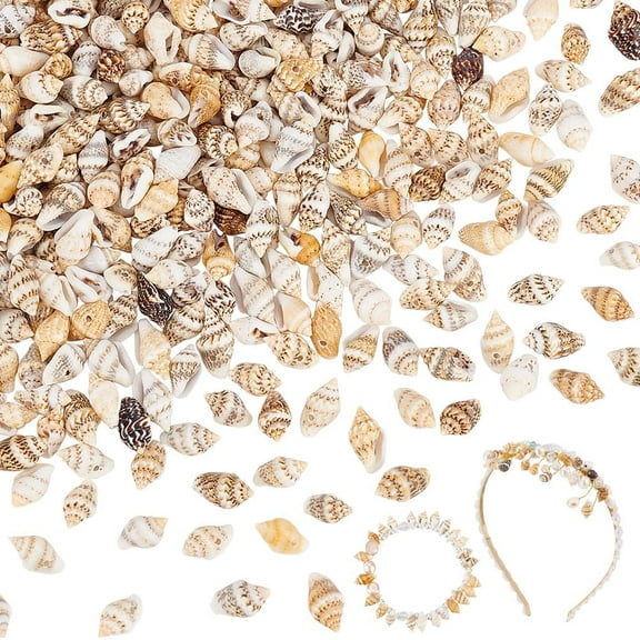 Gold PH 594pcs Natural Spiral Sea Shell Beads 13~19mm Ocean Beach Seashell Bead Drilled Mini Shells Small Shells for Craft DIY Jewelry Making Wedding Home Party Decor Fish Vase Filler 200g