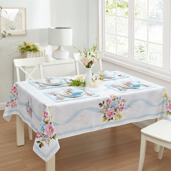Elrene Home Fashions Rose Cottage Engineered Tablecloth, Multi, 52" Square