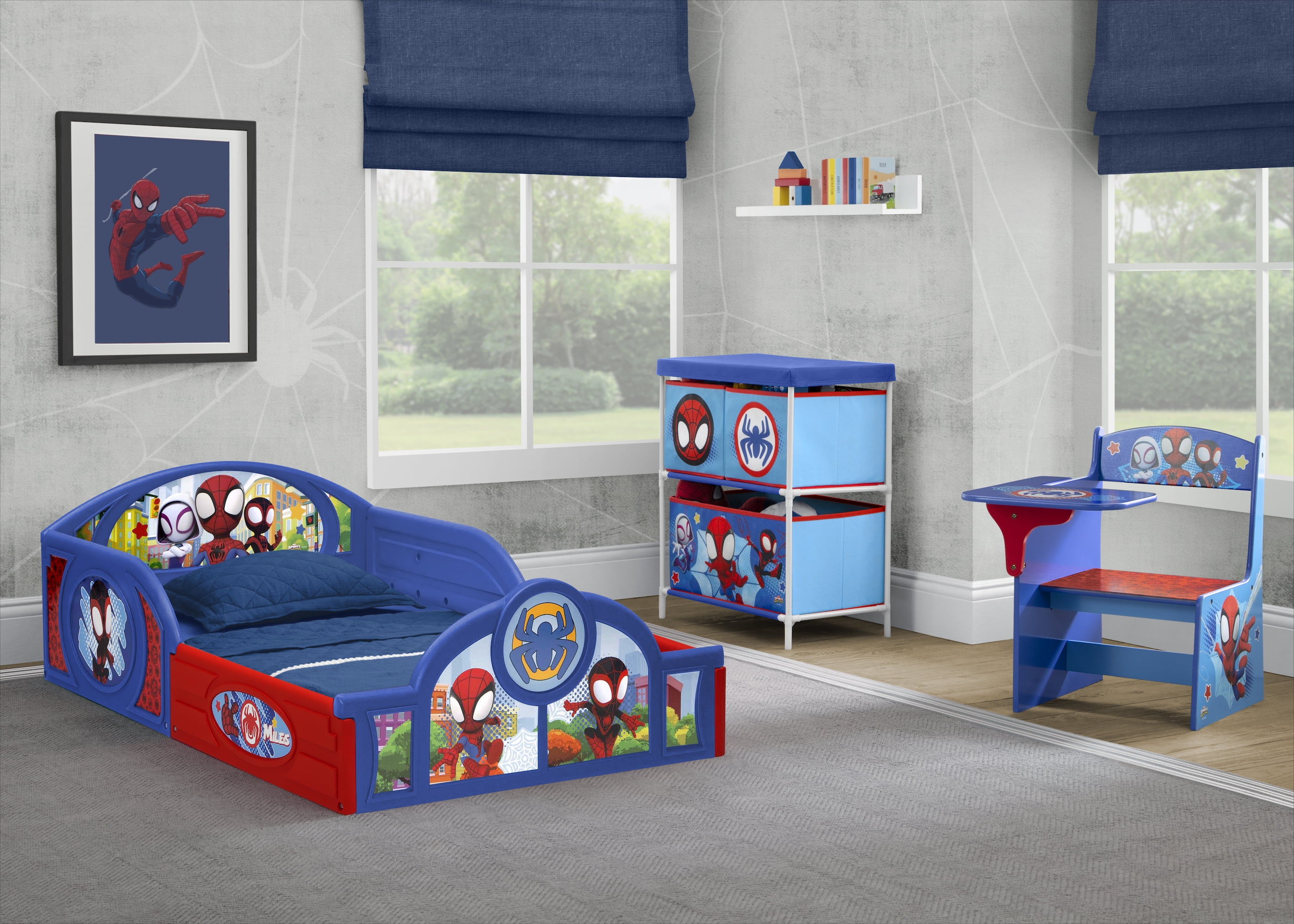 Spidey and His Amazing Friends 3-Piece Toddler Bedroom Set by Delta Children, Blue