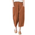 thumbnail image 1 of Eashery Linen Pants for Women Adjustable Lounge Trousers Elastic Waist Yoga Beach Trousers Pants Women Trousers (Solid Color,A,5XL), 1 of 3