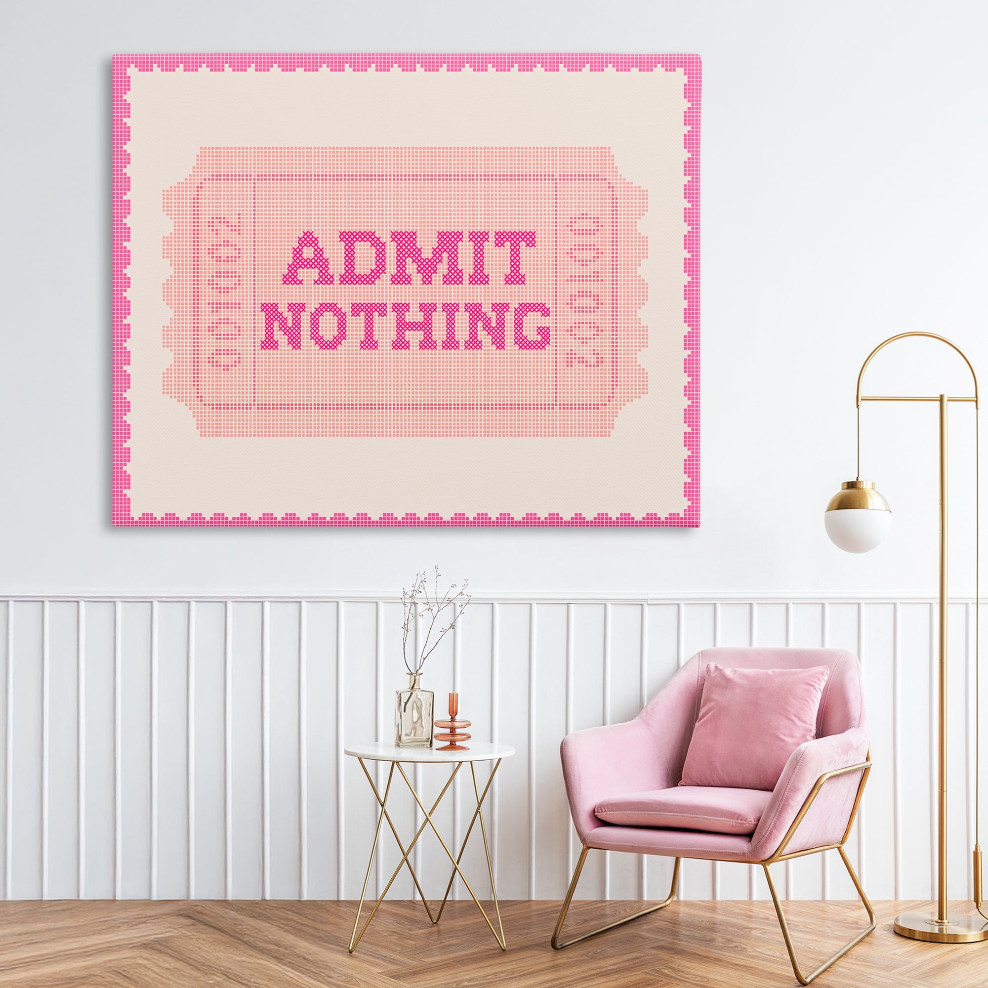 Stupell Industries Admit Nothing Retro Pink Ticket Canvas Wall Art, design by Lil' Rue