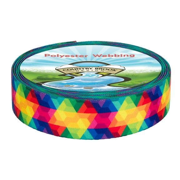 Country Brook Design - Kaleidoscope Polyester Webbing (1 1/2 Inch, 20 Yards)