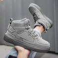 thumbnail image 4 of Men's Fashion Trend Solid Color Spliced Versatile Comfortable Breathable Minimalist Flat Shoes, Outdoor High-Top Soft-Sole Casual Sneakers,  Couple Shoes, 4 of 8