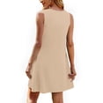 thumbnail image 4 of Ovzne Robes d'Été pour Femmes 2025 Robe de Plage Femme Mode Confortable Été Couleur Unie Sans Manches Robe Col Rond Robe de Vacances Liquidation, 4 of 5