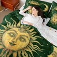 thumbnail image 4 of Homewish Retro Boho Sun Moon 7-Piece Twin Bedding,Bohemian Exotic Style Bedding Comforter Set,Green,Polkadot Reversible, 4 of 8