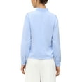 thumbnail image 3 of INSPIRE CHIC Women's Business Shirt Pleat Mock Neck Puff Long Sleeve Work Top XS Light Blue, 3 of 6
